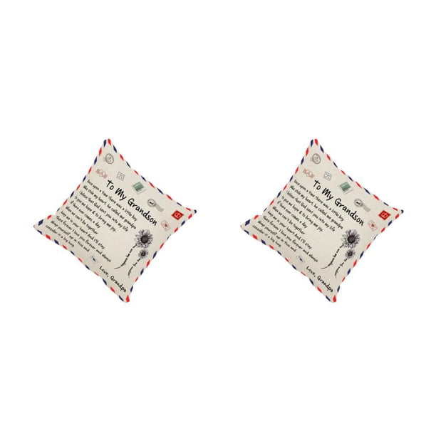 Scienceny Funda de almohada con patrón de sobre, funda de almohada decorativa de forma cuadrada para esposa, funda de coche, funda de almohada abuelo a nieto 2piezas