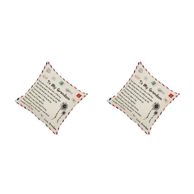 Sidaley Funda de almohada con diseño de sobre, funda de almohada decorativa de forma cuadrada, funda de cojín para la espalda de la cama del abuelo a nieto 2piezas