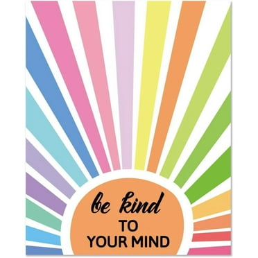 1 Pc Mental Health Poster Be Kind to Your Mind Therapy Office Decor Boho Rainbow Sun Wall Art Unframed Counseling Office Must Haves for Treatroom Clinic Hosptial 11x13.8inch(28x35cm) DIY