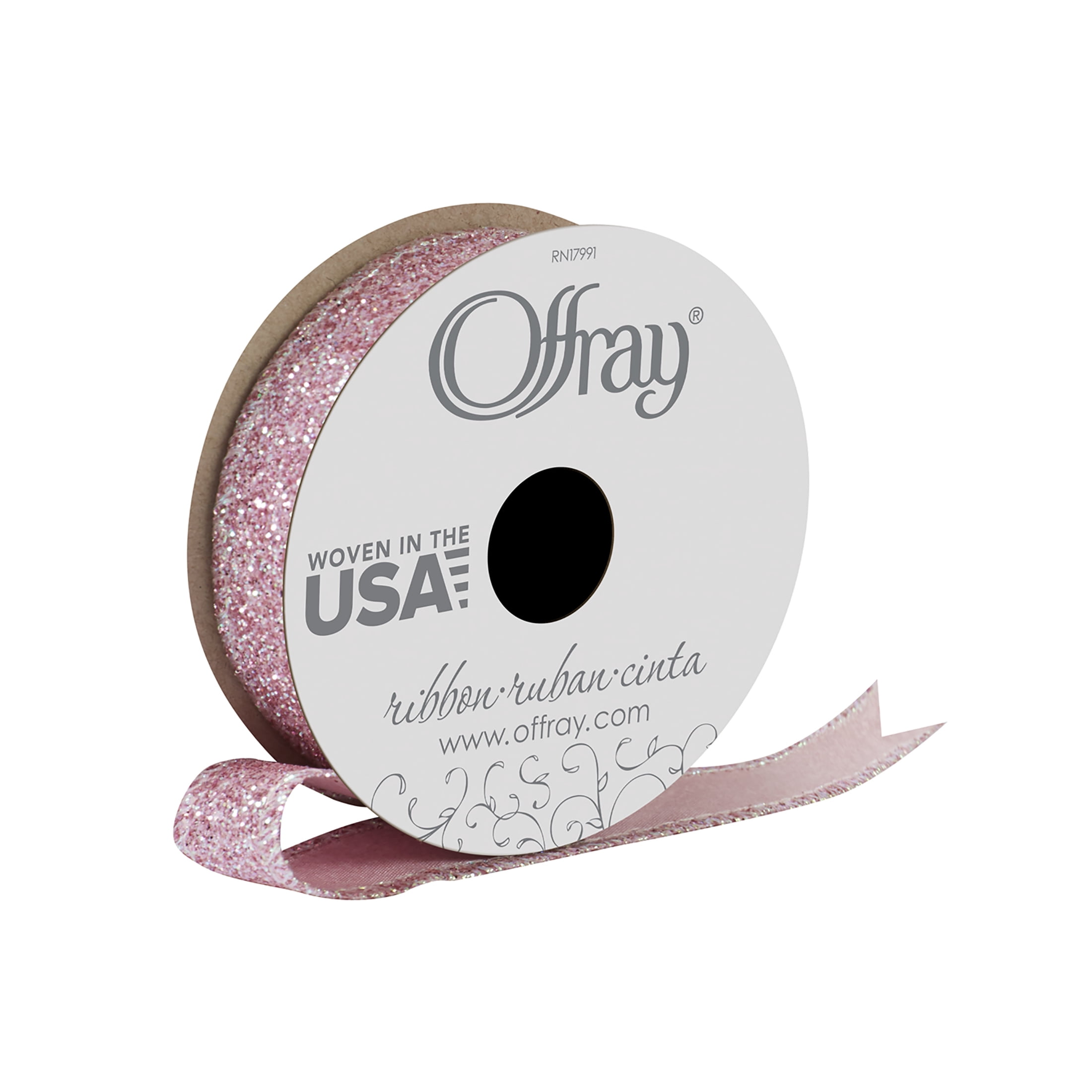 Offray 7/8" Pink Glitter Ribbon, 1 Each