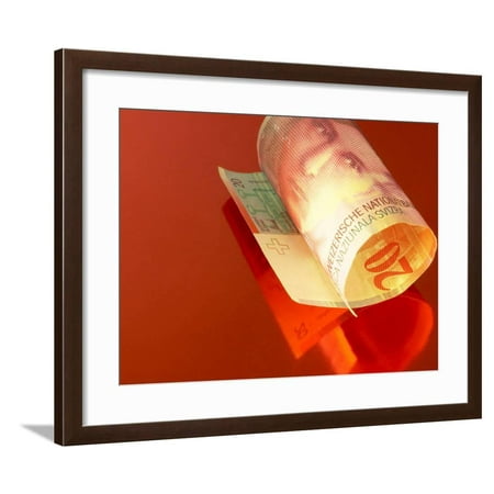 Rolled Twenty Franc Swiss Banknote Framed Print Wall (Best Way To Invest In Swiss Francs)