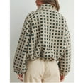 thumbnail image 2 of Lentta Womens Cropped Sherpa Fleece Plaid Jacket Winter Chunky Teddy Checkered Fuzzy Outerwear, 2 of 5