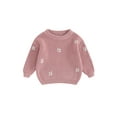 thumbnail image 1 of FOCUSNORM Chandail d'Automne pour Tout-Petite Fille Bébé, Motif Jacquard de Fleurs Manches Longues Col Rond Tricot, 1 of 9