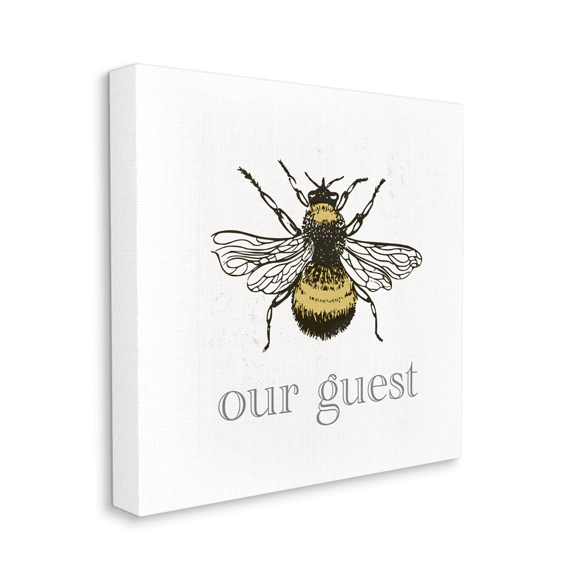 Stupell Industries Vintage Bee Our Guest Animals & Insects Painting Gallery Wrapped Canvas Print Wall Art, 17 x 17