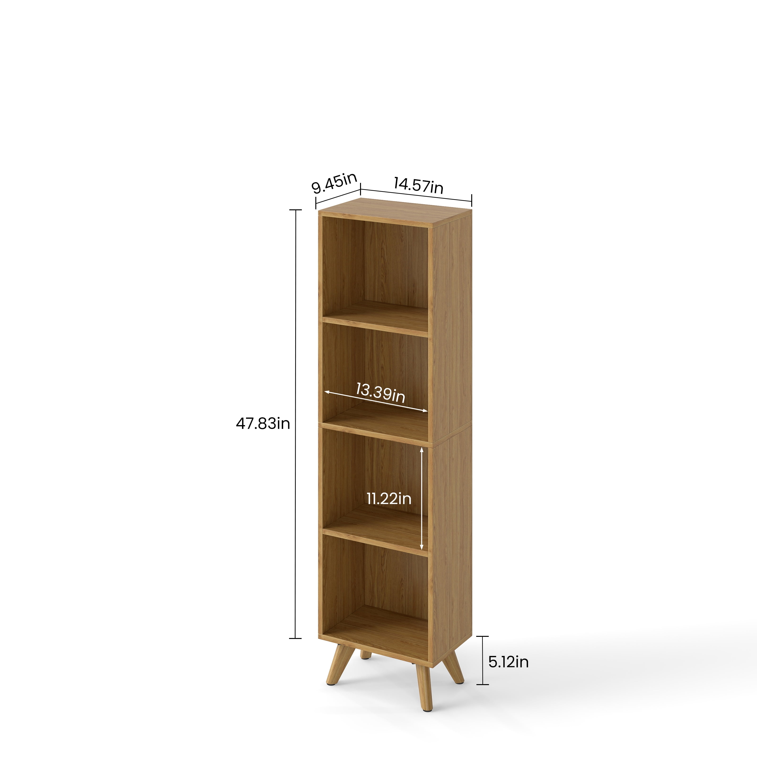 Manxile 4 Cube Vertical Storage Organizer, Natural Wood Bookshelf for Living Room, Bedroom, Study Room
