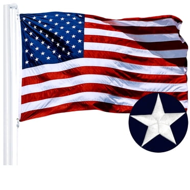 G128 American Flag, 6x10 ft, Heavy Duty Embroidered 210D Polyester, Sewn Stripes, Brass Grommets