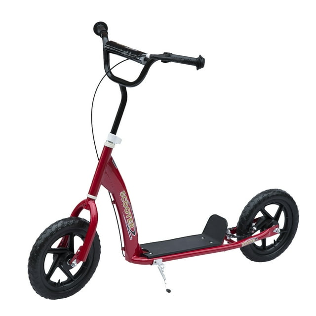 HOMCOM Trottinette pour Enfants Vélo de Rue Bicyclette pour Ados Jouet à Chevaucher avec Pneu de 12 Pieds' pour 5-12 Ans Rouge
