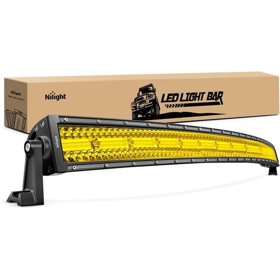 Nilight 42 Inch LED Light Bar 320 LED Chips Yellow Beam Curved Triple Row Fog Light Spot Flood Combo High Power LED Driving Lights Off Road Lights for Trucks SUV UTV ATV Truck Van 4x4 Boat