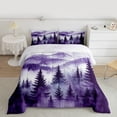 thumbnail image 2 of Homewish Purple White Queen Comforter Set,Rustic Pine Tree Bedding Sets,Tropical Plant Bedding Comforter Set For Adult,Breathable Home Decor Reversible,3 Pieces, 2 of 8