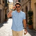 thumbnail image 6 of Causal Button Down Shirts for Men Short Sleeve Collared Cargo T Shirts Breathable Beach Vacation Cotton Linen Tees Multi-Pocket, XL, 6 of 9