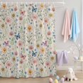 thumbnail image 2 of Shower Curtain Spring Wildflower Green Leaf Shower Curtains for Bathroom Decor, Waterproof Polyester Shower Curtain Set with Hooks, Small Stall Size 36" x 72" Vintage Floral, 2 of 9