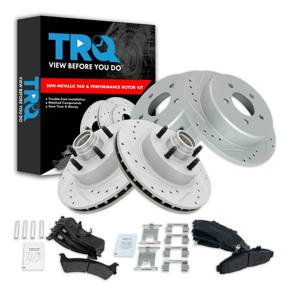 TRQ Front and Rear Performance Brake Pad & Rotor Kit Brake Pads Brake Rotors Set Semi-Metallic Premium G-Coated Fits Select 1995-2001 Ford Explorer 1998-2002 Ranger 1997-2001 Mercury Mountaineer
