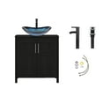 thumbnail image 5 of FULLWATT 30 Inches Bathroom Vanity in Black Finish with Glass Boat-Shaped Vessel Sink, Single Bathroom Vanity with Top, 2-Door Cabinet, 5 of 11