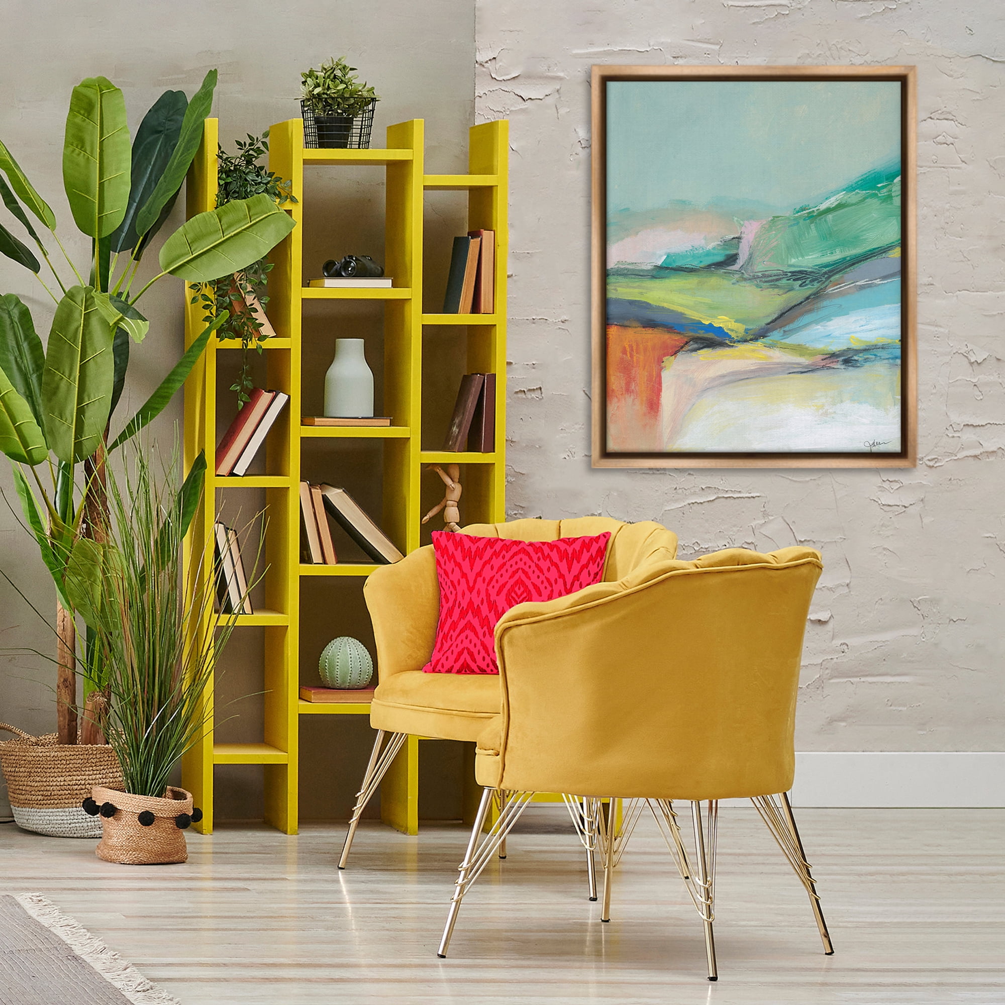 Stupell Industries Abstract Modern Landscape Abstract Painting Brown Floater Framed Canvas Art Print Wall Art, 25 x 31