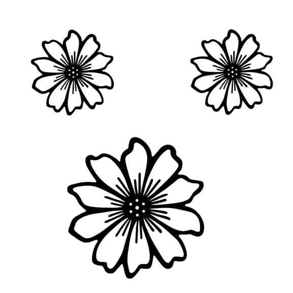 Set of 3 Iron Floral Wall Decorations Antique Finish Craft Black Flower Metal Sculpture For Bathroom Home Office