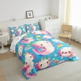 thumbnail image 2 of jejeloiu Kawaii Axolotl Queen Comforter Set,Magical Animal Bedding Sets,Pink Blue Fish Bedding Comforter Set,Lightweight Room Decor Reversible,3 Pieces, 2 of 7