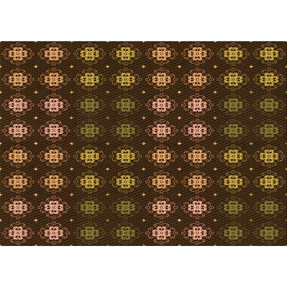 Ahgly Company Indoor Rectangle Patterned Black Bean Brown Area Rugs, 7' x 10'