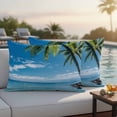 thumbnail image 5 of Pack of 2 Outdoor Pillow Covers 20x12 Inch Waterproof Ocean Throw Pillow Covers,Decorative Couch Pillow Shams Protectors Summer Palm Trees Blue Sky Beach Scenery Patio Pillowcases Cushion Covers, 5 of 8