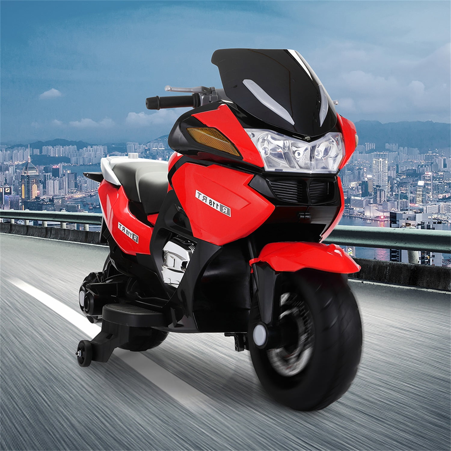 CIPACHO 12V Battery Powered Kids Ride on Police Motorcycle, Electric Car Toy with Training Wheel, Red CIPACHO 12V Battery Powered Kids Ride on Police Motorcycle, Electric Car Toy with Training Wheel, Red