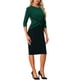 thumbnail image 4 of Vestido de tubo para mujer Inspire Chic, vestido midi ajustado de color contrastante, ideal para el trabajo, color verde oscuro, 4 of 6