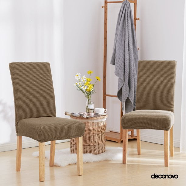 Deconovo Modern Chair Covers Washable Slipcovers for Dining Room Set of 2, Light Brown