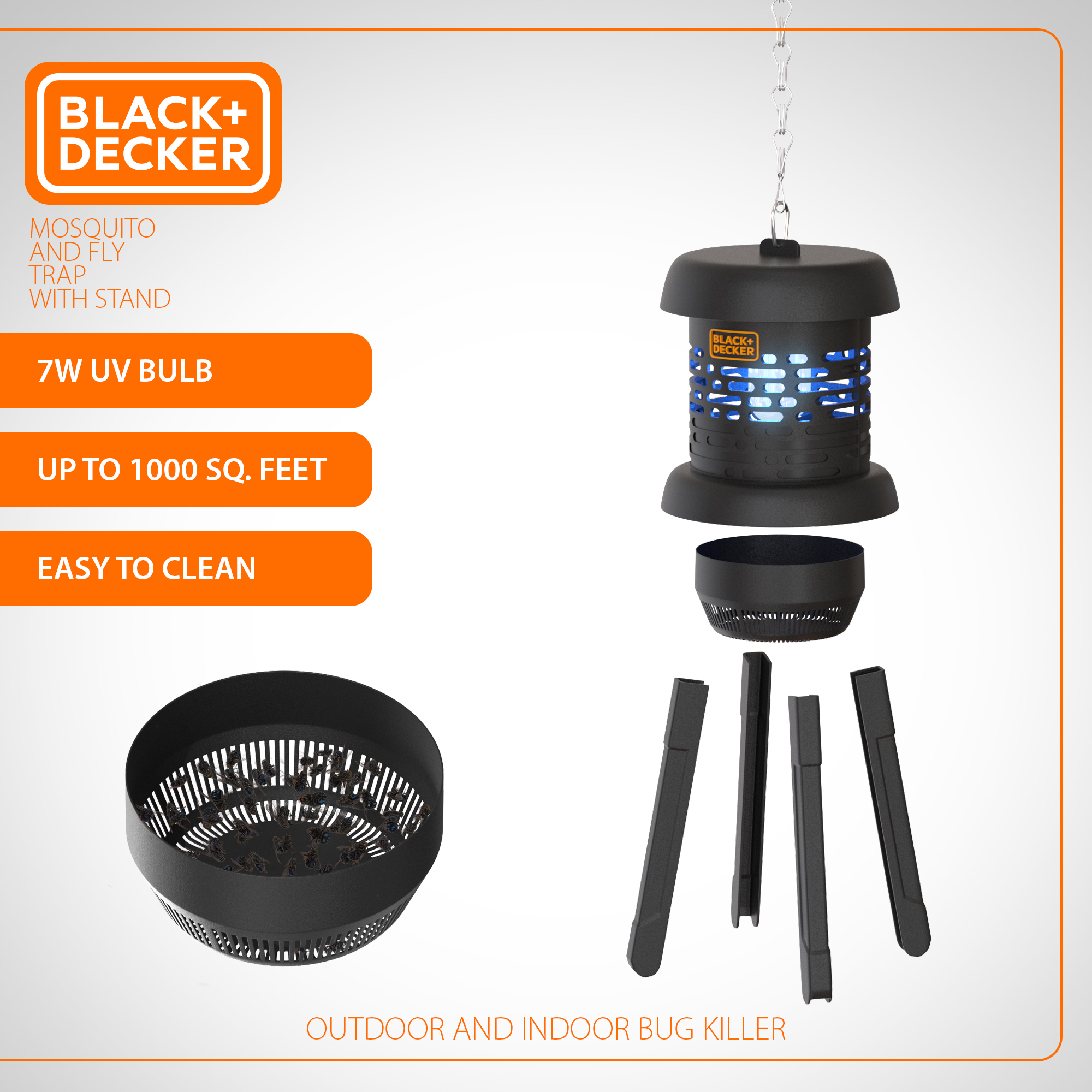 BLACK + DECKER Bug Zapper and Mosquito Repellent | Fly Trap Pest Control  for All Insects, Including Flies, Gnats for Indoor & Outdoor Use 600 Sqft