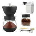 thumbnail image 1 of Pequeño molinillo de café manual con ajustes de molienda regulables, que incluye dos tazas de café de cristal, un cepillo de limpieza, una cuchara para café y cincuenta filtros de café desechables, 1 of 8