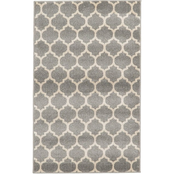 Unique Loom Trellis Geometric Modern Area Rugs, Gray