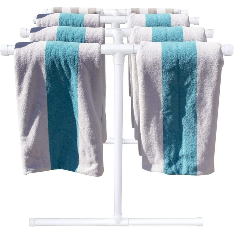8 Bar Horizontal Towel Rack Poolside Storage Organizer for Drying Wet Towels Floats Noodles Paddles White Walmart