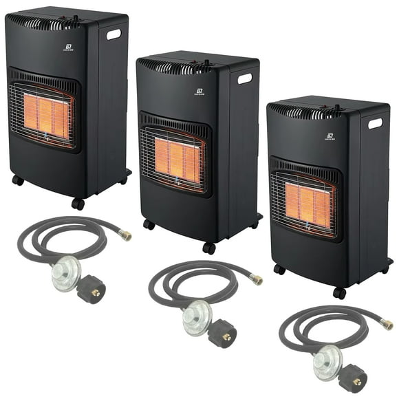 Calentador Portátil Escuelas EconoWarm 3 Pzas 14330Btus 4200W Gas LP Control Manual Infrarrojo Sin Tanque Manguera 0.5m.