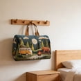 thumbnail image 6 of Boho Retro Camper Canvas Duffel Bag, 3D Embroidered Quilted Weekender, Large Capacity Travel Tote for Unisex Camping, Gym & Road Trips, 6 of 8