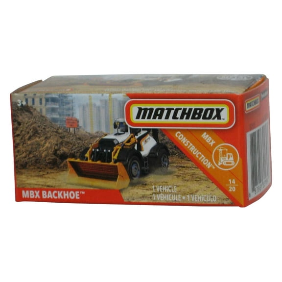 Matchbox MBX Construction 14/20 (2019) Power Grabs Box White Backhoe Metal Toy 23/100
