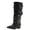 Black, variant on Elegant Mid Calf Boots With Sleek Finish And Side Buckle Detail for Fall Wear
