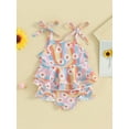 thumbnail image 2 of FEORJGP Toddlers Baby Girl Swimsuit Infant 2 Piece Bikini Set Sleeveless Camisole Flower Print Slip Vest Tie Up Tops + Elastic Waist Frill Hem Shorts Bathing Suit Little Girls Cute Fashion Beach Wear, 2 of 8