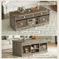 thumbnail image 5 of 47" Farmhouse Coffee Table with Storage and 2 Drawers, Large Rustic Center Table with Sliding Barn Doors & Open Compartments, Wooden Coffee Table for Living Room, Greige, 5 of 16