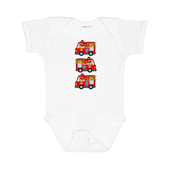 Inktastic Fire Truck Firefighter Bear Boys or Girls Baby Bodysuit