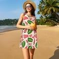 thumbnail image 3 of Fuzoiu Watermelon Print Women's Sleeveless Dress,Summer Dresses for Women,Casual Sundresses,Beach Sleeveless T-shirt Swing Dress with Pockets, 3 of 7