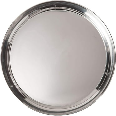 Zhuge 16 Inch Round Stainless Steel Serving Tray, Silver