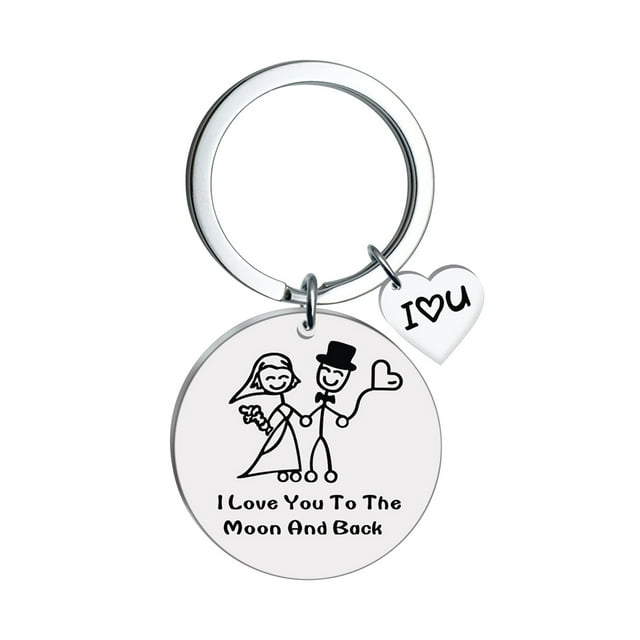 Porte-clés Couple Lettre en Acier Inoxydable Cadeau d'Anniversaire
