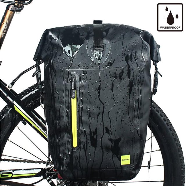 maskred Waterproof Bike Bag 25L Bike Bag Cargo Rack Saddle Bag Shoulder Bag Black Green