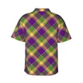 thumbnail image 3 of Kll Men'S Hawaiian Shirt Short Sleeve Button Down Beach Shirts-Mardi Gras Plaid, 3 of 8