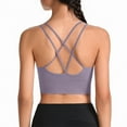thumbnail image 3 of Women's Cross Back Sports Bra Padded Strappy Medium Support Yoga Bra for Workout Fitness Light Purple 36, 3 of 4