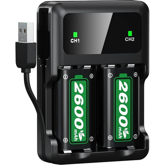 Paquete de batería carga rápida 2x2600mAh con estación de carga Xbox One/Xbox Series X/Xbox Series S/Xbox One X|S SWAMPOW Xbox
