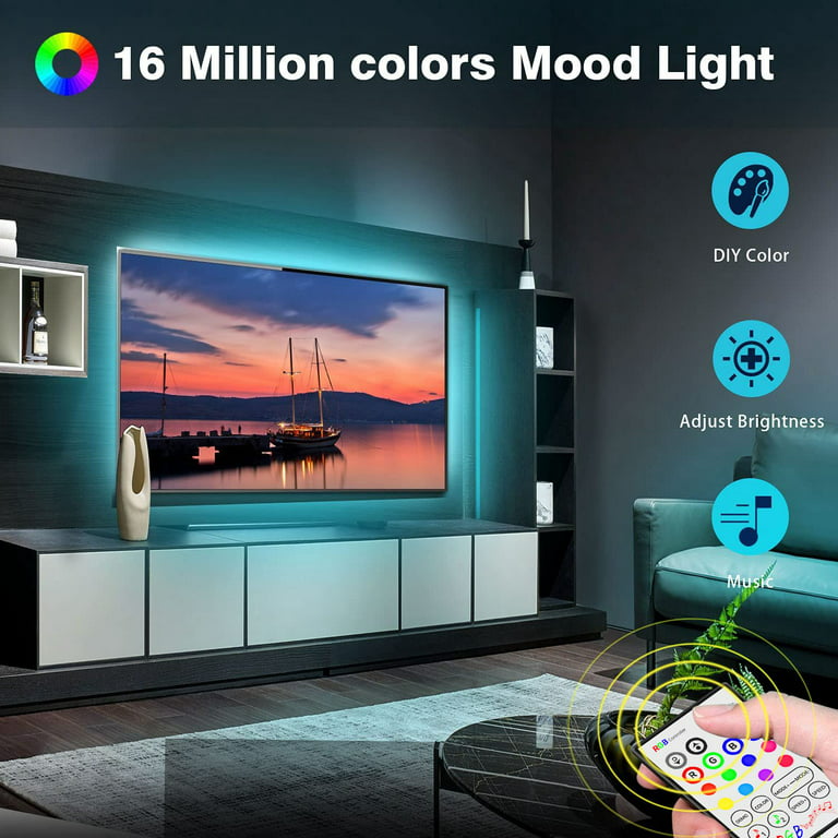 EIHOMER 6.56ft/2M LED Strip Lights TV-RGB Color Remote, USB-Powered Walmart.com