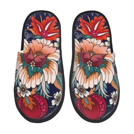 Balery Paisley2 Slient Indoor Furry Fleece Comfort House Shoes Soft Non-Slip Home Shoes Cotton slippers House Slippers-- Medium