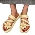 thumbnail image 6 of RUIYANQI Women's Flat Slides with Flower Decor,Adorable Cross - Strap Footwear in Multiple Colors,Ideal for Daily & Summer Wear Beige Women Sandal, 6 of 6