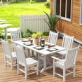 thumbnail image 5 of WestinTrends Malibu Outdoor Dining Table for 6, All Weather Poly Lumber Adirondack 71" Trestle Long Dining Table with Umbrella Hole, White, 5 of 7