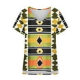 thumbnail image 5 of Youyipin Womens Tops Womens Print Shirt African Dashiki Short Sleeve V Neck Loose Tunic Tops Spring Tops For Women, 5 of 5