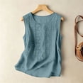 thumbnail image 6 of Womens Linen Embroidered Tank Tops 2026 Trendy Summer Casual Loose Fit Crewneck Sleeveless Shirts Fashion Ladies Blouses, S, 6 of 7