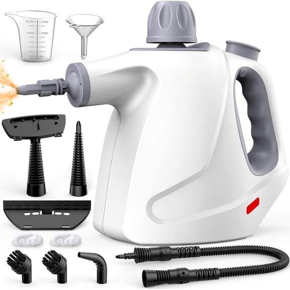 Multi-Surface Handheld Pressurized Steam Cleaner with 11-Pieces Accessories, 15.2OZ Hands- Portable Steamer for Cleaning,  Steam Cleaner for |Upholstery||Floor|Grout|